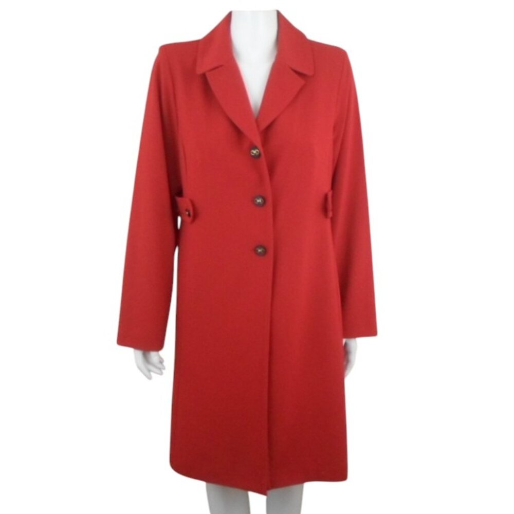 Danny & Nicole Red Longline Blazer Jacket Coat Button Up Long Sleeve